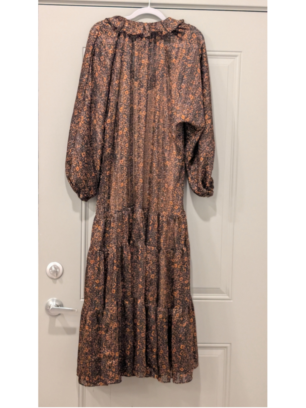 Women's Buddy Love Dress Size M Black Orange Floral Tiered - Picture 9 of 11